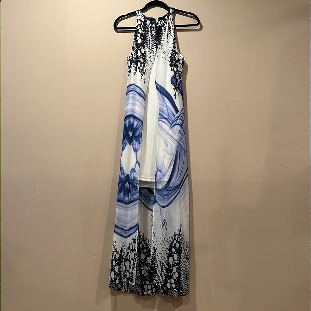 High/low style beautiful white dress with wrap like fabric over